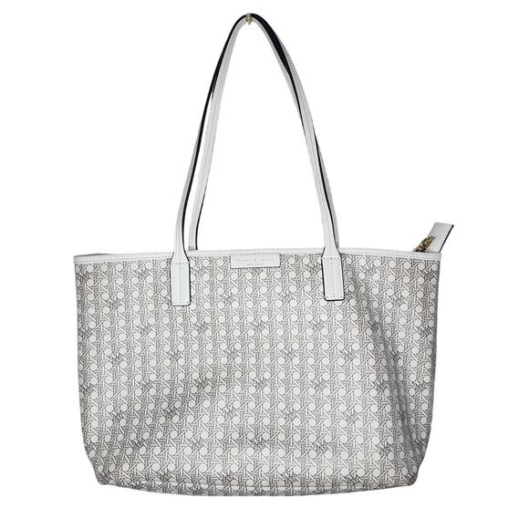 TORY BURCH Ever Ready Zip Tote Ivory Basketweave pattern - Picture 2 of 6